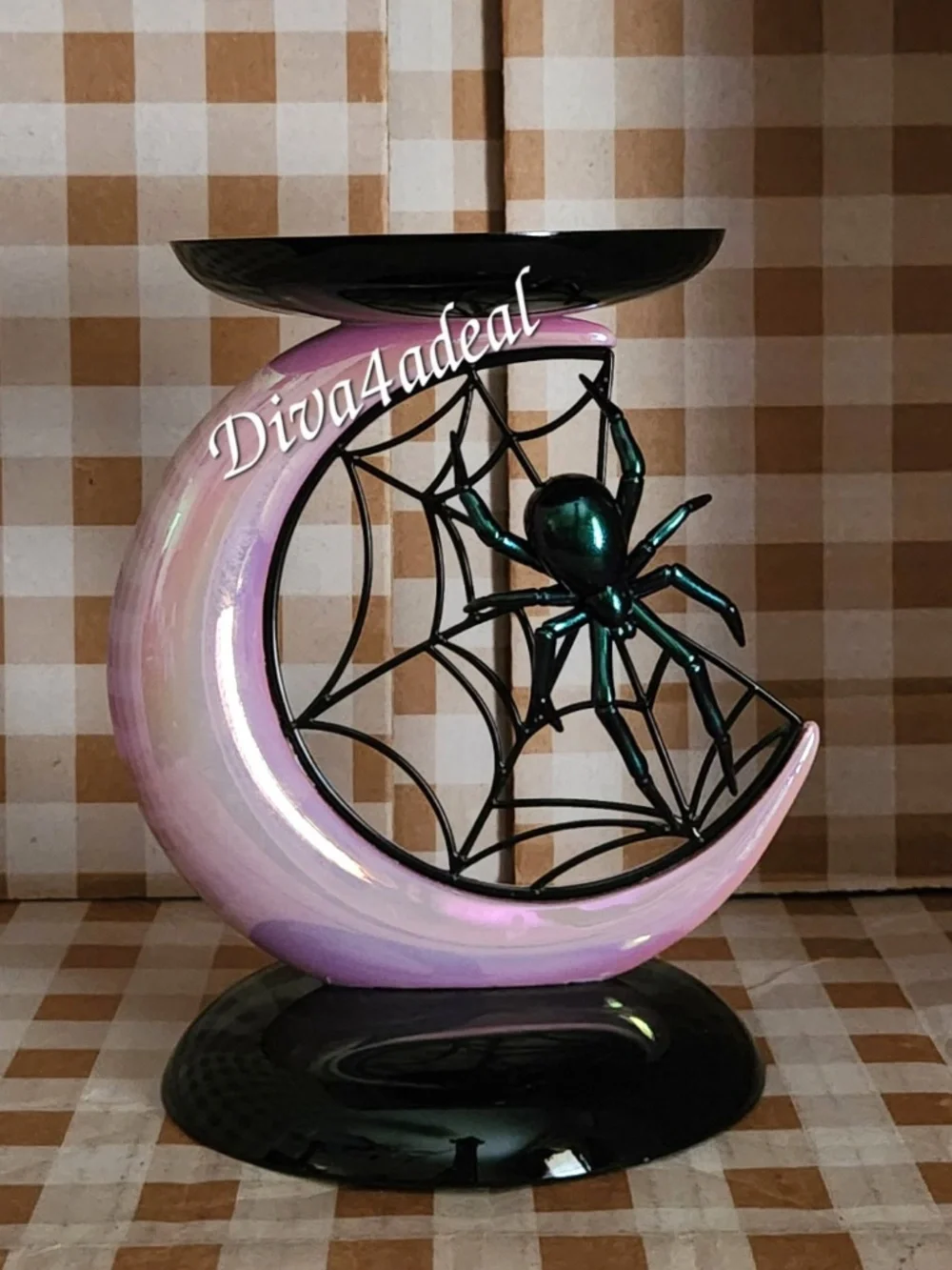 Bath & Body Works Halloween SPIDER & MOON Pedestal 3-Wick Candle Holder